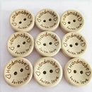 100pcs/pack Hand Made with Love Sewing Wood Button 15mm Round Decorative Cr M9C6