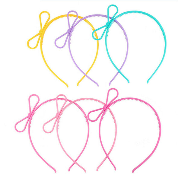 6x Child Stretchy Plastic Headband Candy Color BowknotTiara Hair Hoop Pa g Nw