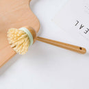 2 Pcs Dish Brush with Wooden Handle Durable Bristles Scraper Tip for Dishes