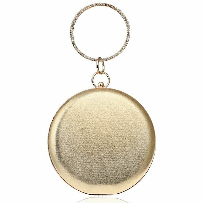 Round Shaped Women Evening Bags Diamonds Simple Clutches Chain Shoulder Bag X7I3