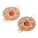 2x Golden Round Flat Back Charms Connector Fit DIY Bracelet Necklace Jewelry