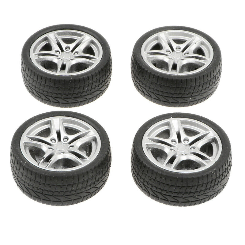 1:10 Scale 4pcs Rubber 5 Spoke Wheel Rim & Tyres For RC Racing Car Parts