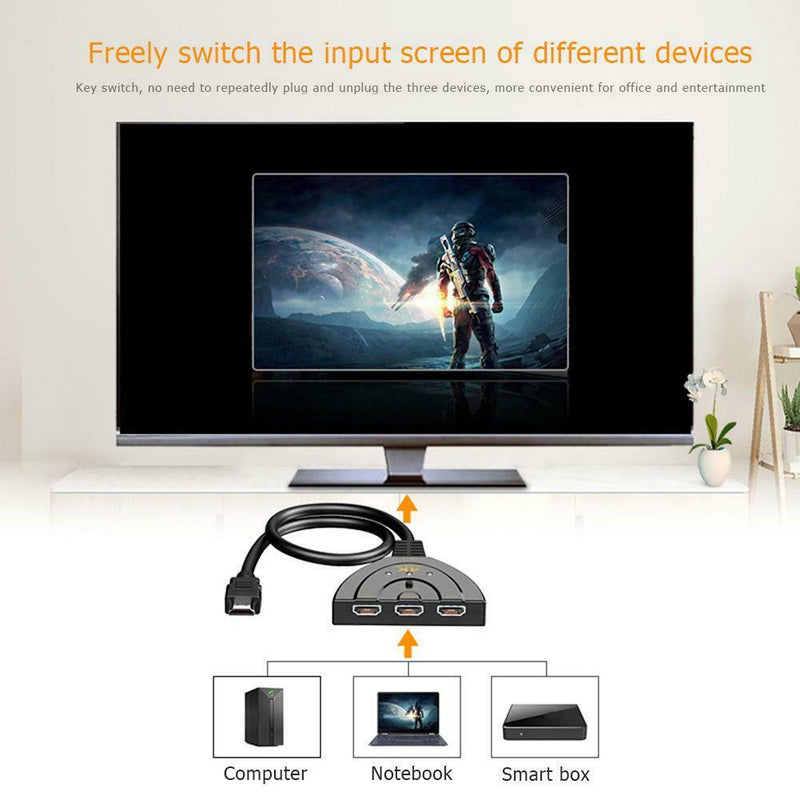 HW-4K301X 3 Port Mini HDMI Splitter 3 in 1 out 4K Adapter Switcher Cable