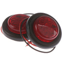 2Pcs Red 2 inch 7 LED Round Side Marker Clearance Light FOR Truck Trailer Cam Gw