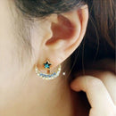 Women Girls Pretty Filled Moon Star Shape Crystal Rhinestone Stud Earrings Kit
