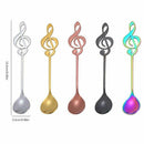 5 Pcs Stainless Steel Spoon Coffee Note Shape Music Theme Tea Stirring Spoo