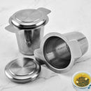 Tea Strainer Mugs Herb Steeping Tea Infuser Filters With Lid Double Handles