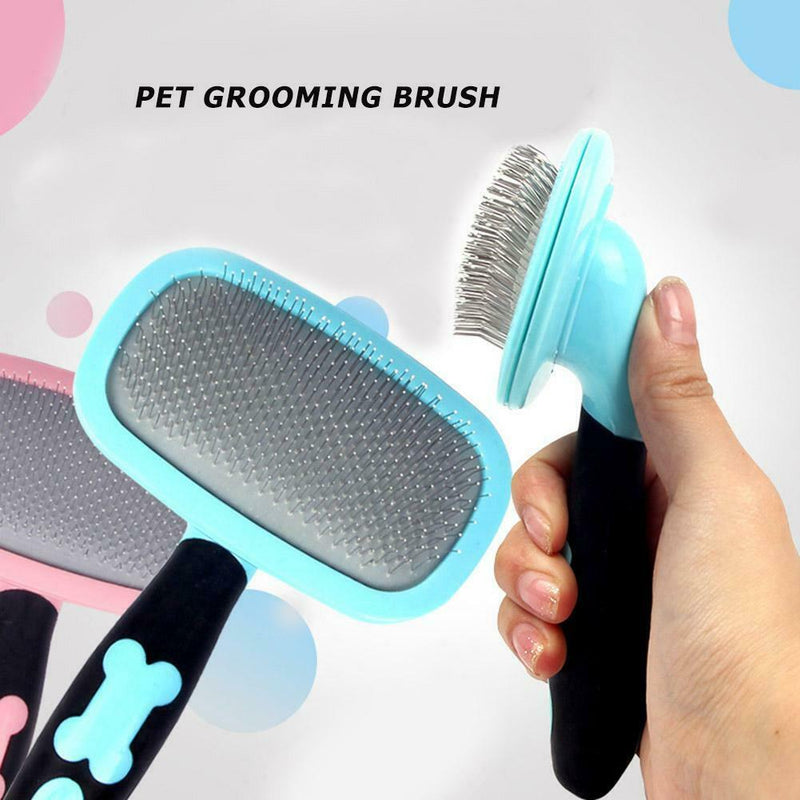 Pet Dog Hair Grooming Brush Massage Comb Hair Removal Beauty Tool (Blue) A