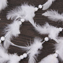White Hook Flower Dream Catcher Feather Bead Hanging Decor Ornament