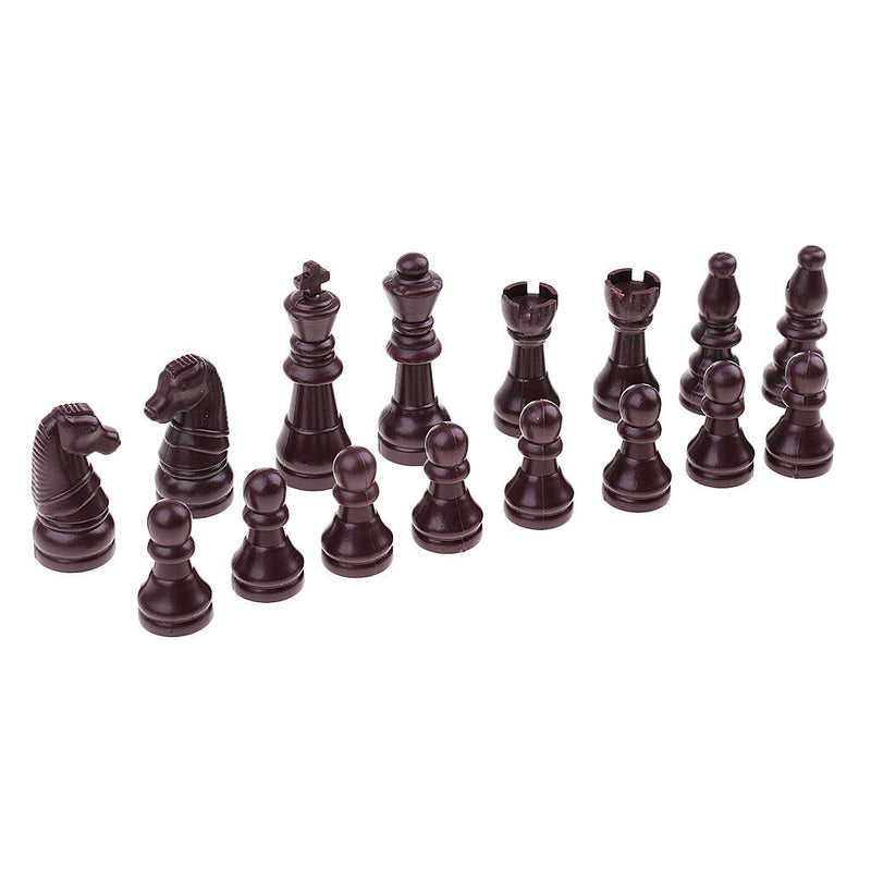 16pcs Plastic Chess Pieces - Pieces Only - No Board - 63mm King Brown
