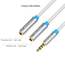 3.5mm AUX Male to 2 Female Headphone Mic Audio Y Splitter Cable for Laptop