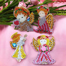 4pcs DIY Full Drill Diamond Paintng Girl Angle Style Special Shape Keychain Gift