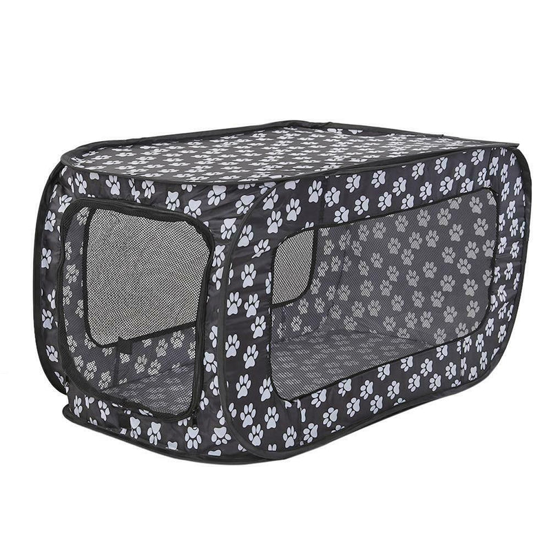 Portable Folding Rectangular Pet Tent Dog Cage Fence Puppy Kennel (Black)