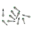 10pcs 8mm 12V Green LED Metal Indicator Pilot Light XD8-2