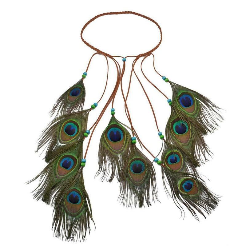 Peacock Boho Headband Feather Headpiece Peacock Costume Ethnic Wedding Women