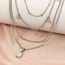 Star Opal Pendant Women Necklace Multi-layer Sweater Choker Jewelry Gifts