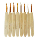 8 x Bamboo Handle Alumina Head Crochet Hooks Needles Marked Size 2.5mm-6mm