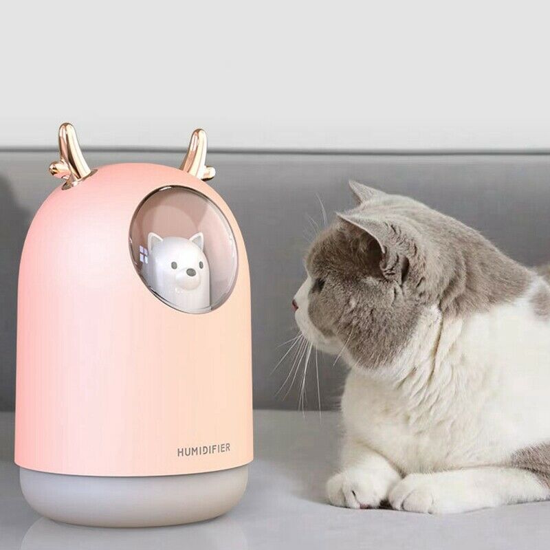 300ML Cute Pet Ultrasonic Air Humidifier Aroma Essential Oil Diffuser for H Y7H4