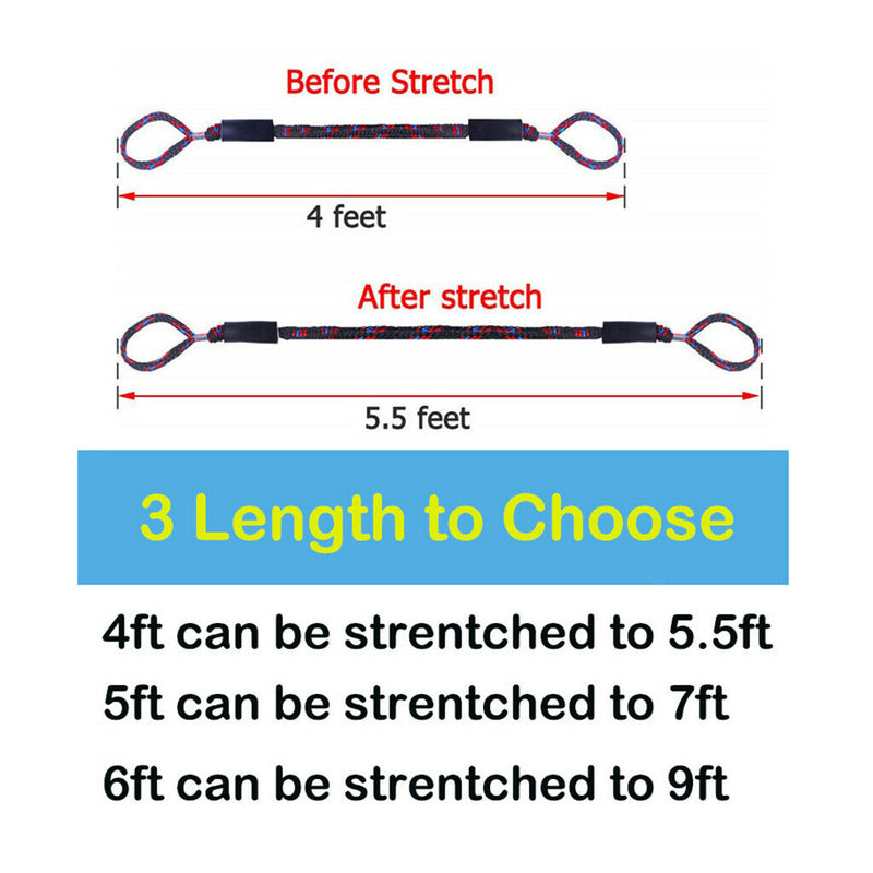 4pcs Bungee Stretching Dock Line 4 FT Marine Rope for Boat PWC Anchors