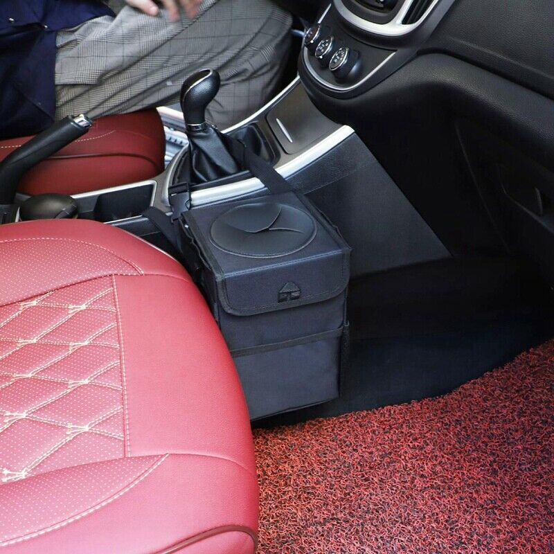 Car Trash Can with Cover Car Back Storage Box Folding Waterproof Trash Can  G5I7