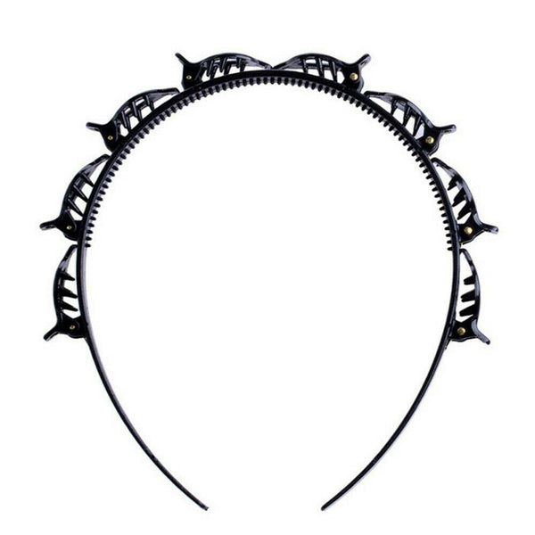 Women Braided Hair Band Hair Hoop Korean Headband Hair Clip w/Bangs (Black) A#S