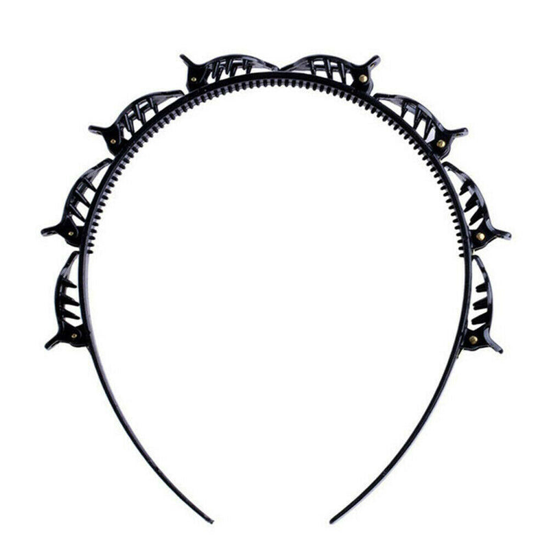 Women Braided Hair Band Hair Hoop Korean Headband Hair Clip w/Bangs (Black) A