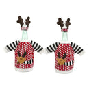 2Pcs Christmas Reindeer Sweater Wine Bottle Cover,Knitted Ugly Sweater Cove