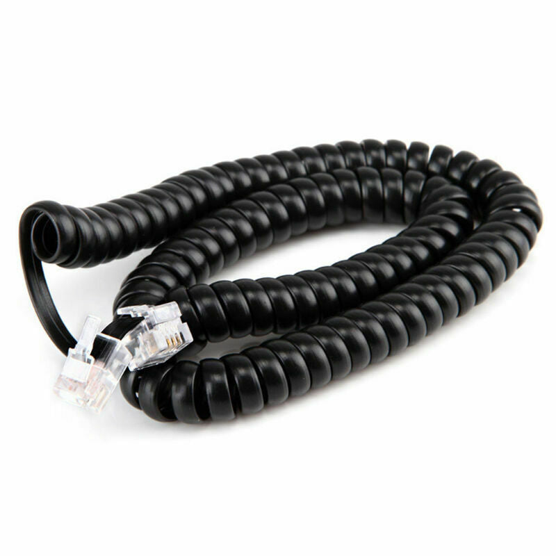 10ft Telephone Handset Phone Extension Cord Coil Line Cable Wire Black AU H0J9
