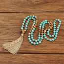 Ethnic Style Turquoise 108 Beads Necklace Retro Simple Sweater Chain