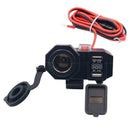 Waterproof 12v/24v Motorcycle USB Charger Power Adapter Socket&Voltmeter Display