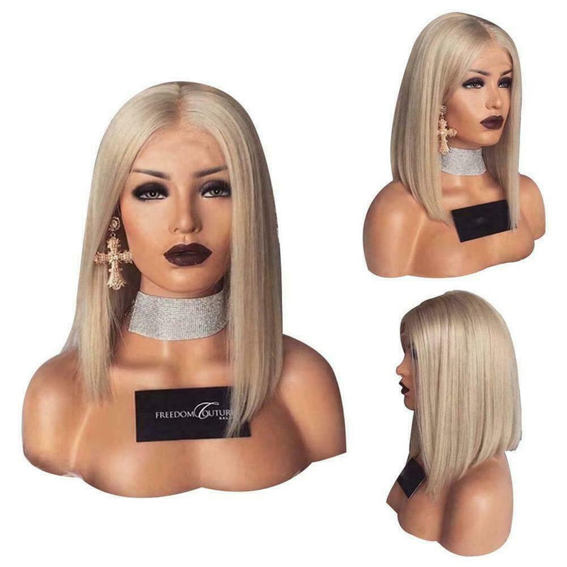 Blonde Wigs Glueless Synthetic Lace Front Blonde Hair Brazilian Hair Short F1Y1