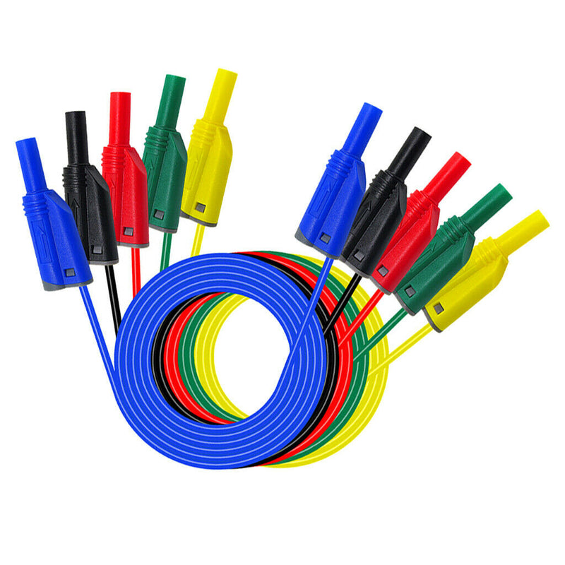 Pack of 5Pcs 4mm Stackable Banana Plug Wire Silicone Test Cable Lead for