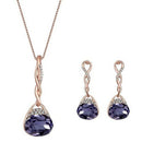 Necklace Earrings Diamond Water droplets Elegant Women Jewellery Set of Pen