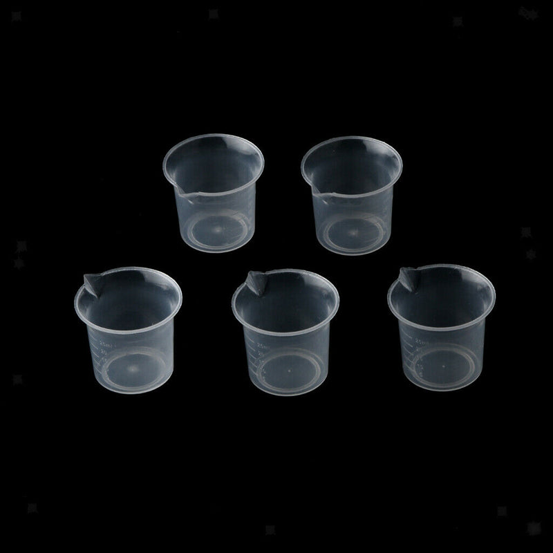 5 Pieces 25 Ml Transparent Plastic Laboratory Graduated Beaker Vessel Measure