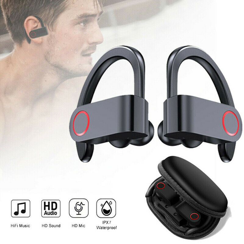 Wireless 5.0 Headset Earbuds Waterproof Headphones Ear hook Earphone Stereo bs