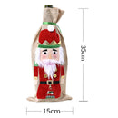 Linen Wine Bottle Covers Dust Bag Santa Claus New Year Decorations (Red)