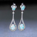 Fashion Water Drop Long Earrings Women Colorful Crystal Ear Dangle Jewelry
