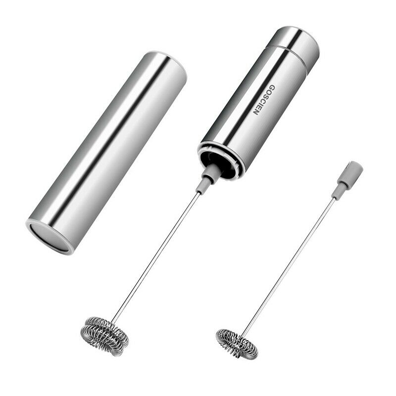 Milk Frother, Handheld Foam Maker, Portable Drink Mixer with 2 Whisk Head a G9W9