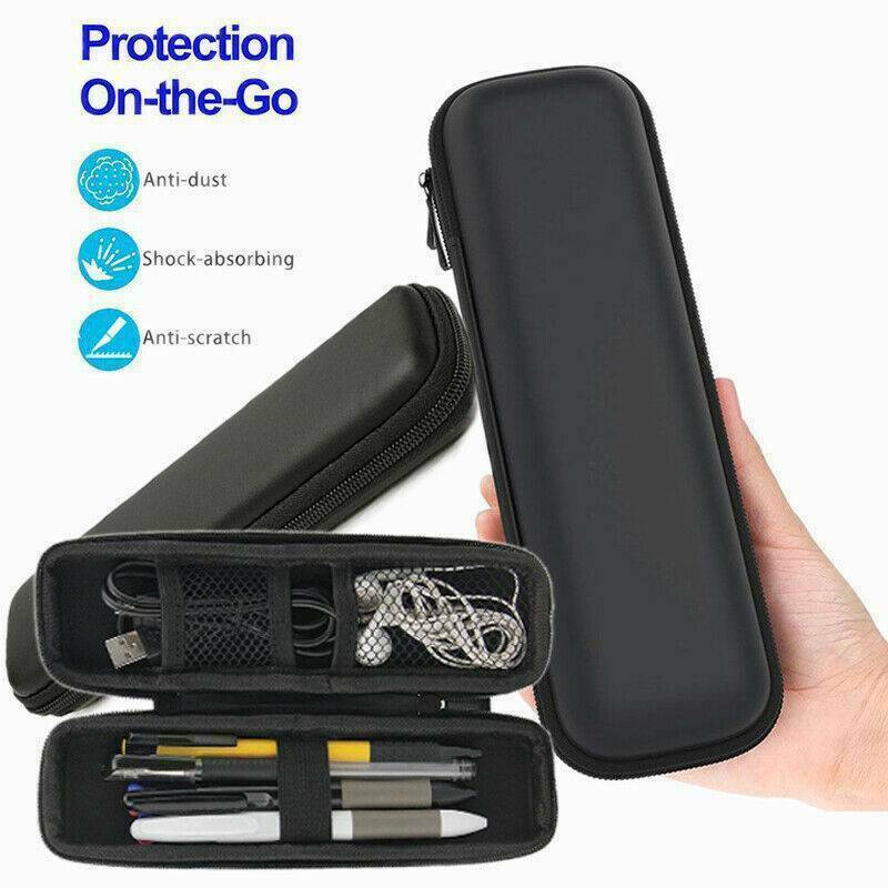Black Hard Shell Fountain Pen Pencil Case Holder Box Pouch Stationery Zipper Bag