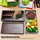 Natural Wooden Bento Lunch Boxes Double Layer Japanese Stackable Food Conta