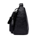 Casual Messenger Bag Women Leather Pure Color Multi-Pocket Shoulder Handbag