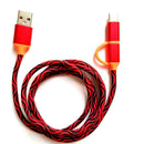 2-in-1 Nylon Type C Cable Micro 2 USB Data Sync Fast Charging Cable
