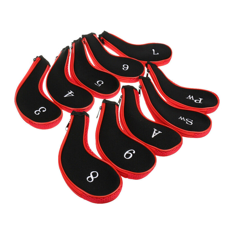 Neoprene Long Sleeve Zipper Golf Club Iron Putter Head Cover Black+Red