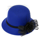 Blue Women Dress Church Wedding Wide Brim Straw Beach Winter Autumn Hat