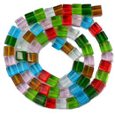 8mm Crystal Square Cube Glass Loose Spacer Bead Colorful 15" Strand DIY Jewelry