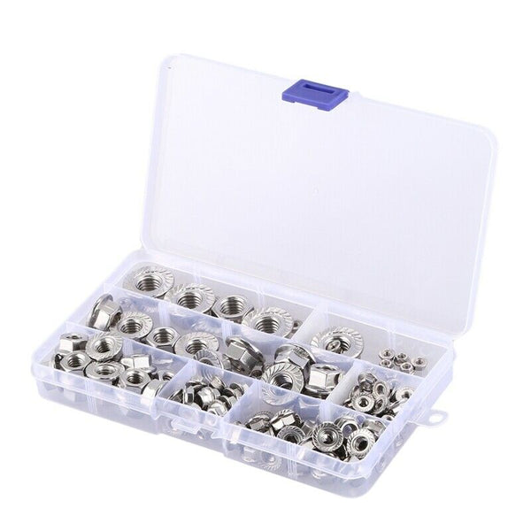 150Pcs Stainless Steel Serrated Hex Flange Nuts Flange Metric Hex Lock Nuts R7L9