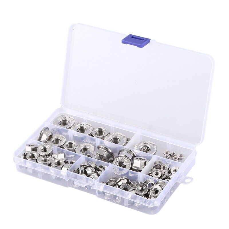 150Pcs Stainless Steel Serrated Hex Flange Nuts Flange Metric Hex Lock Nuts R7L9