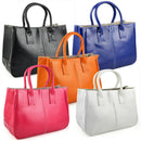 Fashion Woman Ladies Class PU Leather Satchels Tote Purse Bag Handbag - Blu