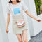 Women PU Leather Crossbody Cute Cartoon Cat Mini Square Shoulder Bag (Pink)
