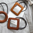 Fashion Retro Elastic Hair Band Geometric Round Square Wood Hair Ring Simpl